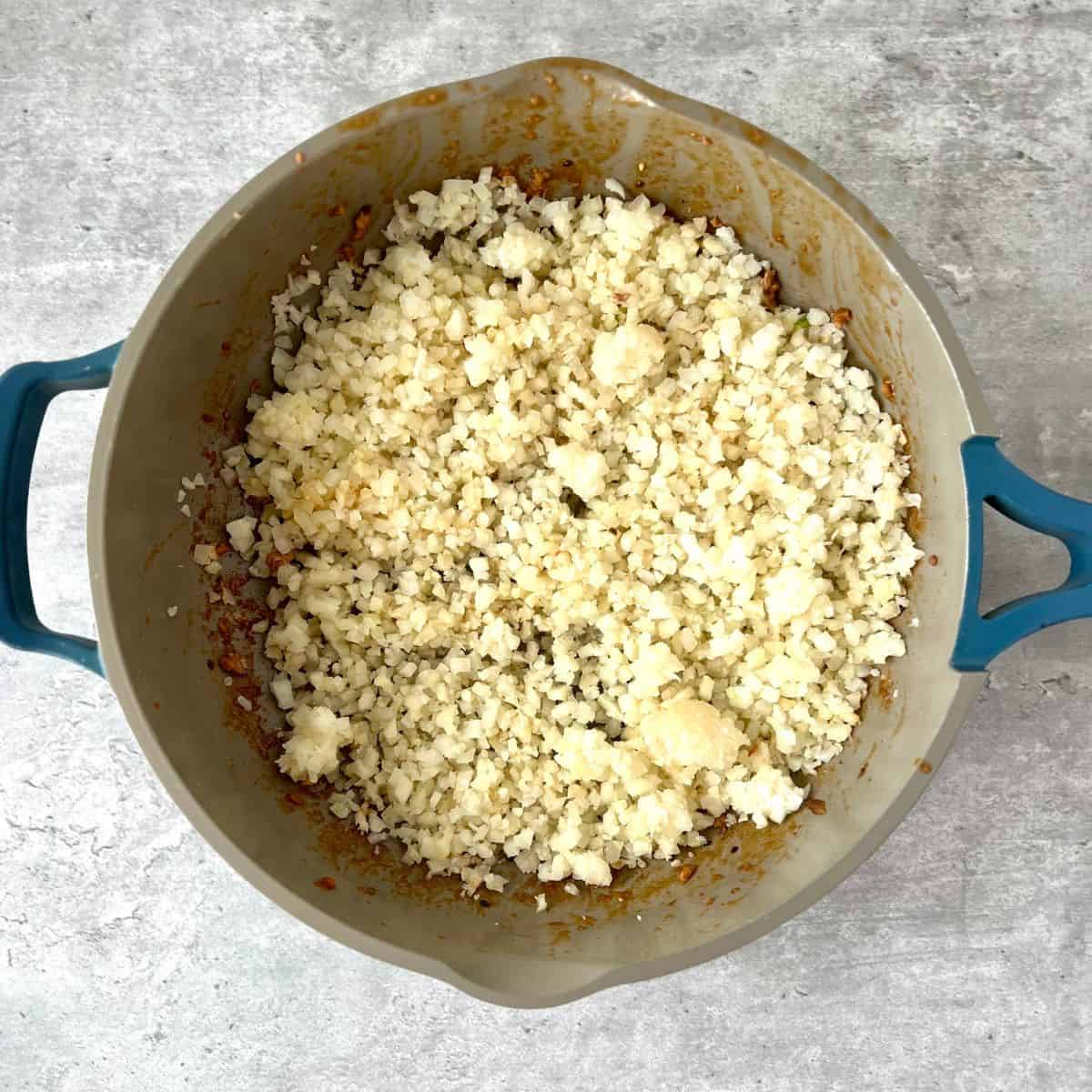 ground turkey bulgogi step 3- cook the cauliflower rice